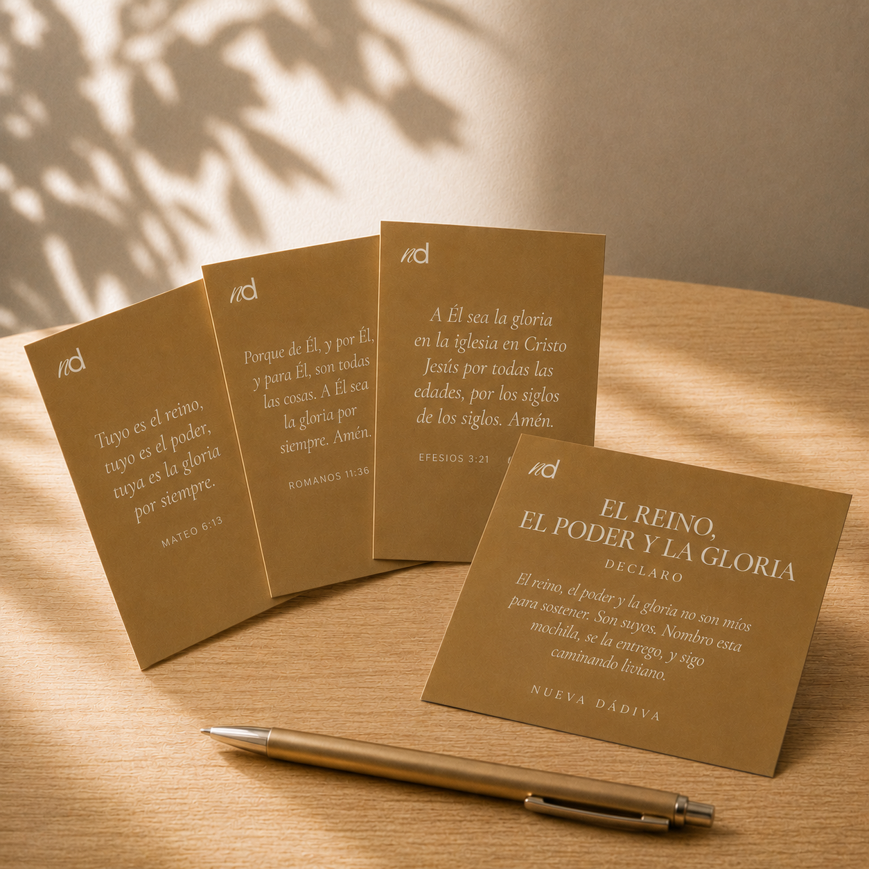 Tarjetas de Declaración — "El Reino, el Poder y la Gloria" (Mazo Imprimible de 4)