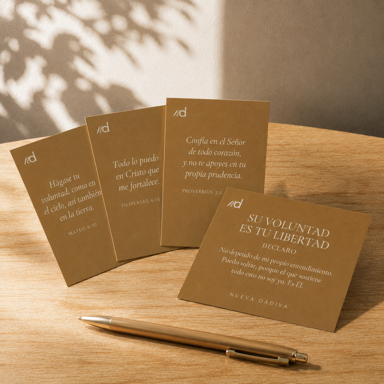Tarjetas de Declaración — "Su Voluntad es Tu Libertad" (Mazo Imprimible de 4)